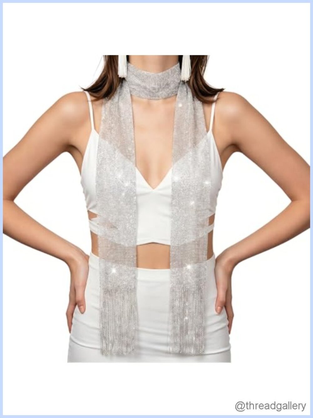 Sparkly Knit Scarf for Women Long Skinny Metallic Scarf Multi-Wear Wedding Prom